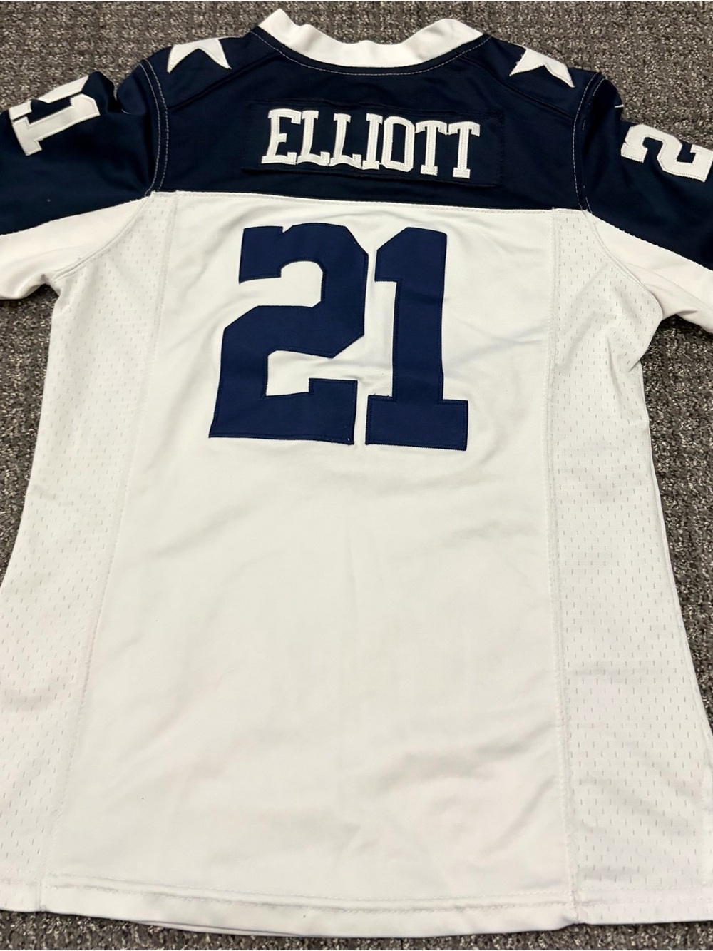 Kids White & Navy Football Jersey Top - Elliott #21